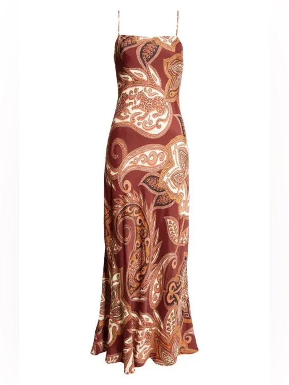 Farm Rio Leopard Paisley Burgundy Maxi Slip Dress S